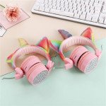 Wholesale Bluetooth Wireless Fashion Glitter Jewel Unicorn Foldable Headphone Headset with Built in Mic for Adults Children Work Home School for Universal Cell Phones, Laptop, Tablet, and More (Pink)